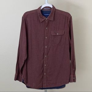 Tommy Bahama Burgundy Blue Plaid Long Sleeve Dress Shirt, Size M